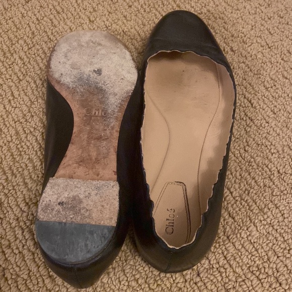 Chloe Scalloped Leather Ballet Flats size 37 1/2 - Picture 4 of 4